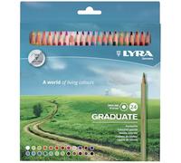LYRA Graduate Colouring Pencils, 3.8mm Thick Lead, 24 Assorted Colours, Technical & Artistic Drawing, Cardboard Box, Ideal for Student Artists & Schools