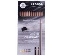 LYRA Graduate Graphite Pencils, 12 Pieces, Assorted Grades, Lead, Technical & Artistic Drawing, Cardboard Box, Ideal for Student Artists & Schools