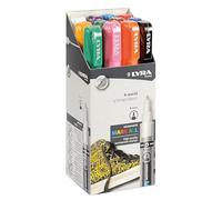 LYRA Graduate Mark All Multisurfaces Permanent Marker, 0.7mm Round Tip, 12 Assorted colours, For Students and Schools