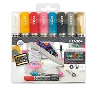 LYRA Graduate Mark All Multisurfaces Permanent Marker, 2mm Round Tip, 8 Assorted colours, Ideal for Students and Schools