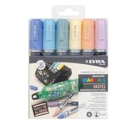 LYRA Graduate Mark All Multisurfaces Permanent Marker, 2mm Tip, 6 Assorted Pastel Colours, For Students and Schools