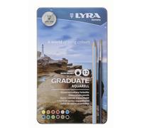LYRA Graduate Watersoluble Aqua Colouring Pencils, 12 Pieces in Assorted Colours, Ideal for Students and Schools