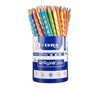 LYRA Groove Slim Graphite 96 Pencils HB Pastel Lacquered Tri-Fold with Recessed Grip