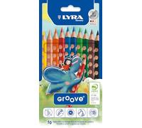 LYRA Groove Wooden Chunky Colouring Pencils, 10 Assorted Colours, Ideal for Children and Schools