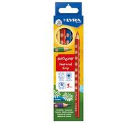 LYRA Groove Wooden Chunky Colouring Pencils, 5 Assorted Colours, Ideal for Children and Schools