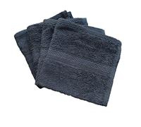 Lyra Linens - 100% Egyptian Cotton Face Flannel Washcloths - Pack of 2 OR 4 500 Gsm Facecloths, 30cm x 30cm Square, Quick Dry And Absorbent Makeup remover Cloths, Gym Towels (Jet Black, 4)
