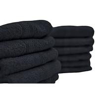 Lyra Linens - 100% Egyptian Cotton Face Flannels, 12 OR 24 Pack, 500 GSM, 30x30cm, Ultra Absorbent & Quick-Dry Face Cloths, Makeup Remover & Gym Towels (24, Jet Black)