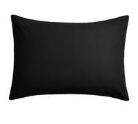 Lyra Linens Pair of Housewife Pillowcases 50x75cm - Plain Dyed Easy Care Percale Cotton-Polyester Blend, Soft & Durable Pillow Covers with Envelope Closure - Machine Washable (Black)