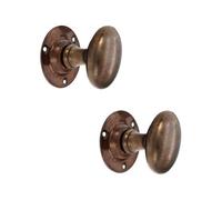 LYRA Oval Vintage Mortice Door Knobs 60mm Victorian Antique Pull Handle Set | Traditional Timeless Old Style Durable Door Handles Solid Brass Suitable for Interior and Exterior Wooden Door Use