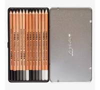 LYRA Rembrandt Polycolor, Fine Art Coloured Pencil Set, 12 Assorted Grey Tone Colours, Ideal for Professionals & Students