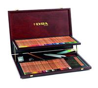 LYRA Rembrandt Polycolor, Fine Art Coloured Pencils, 106 Pieces Wooden Box Set, 78 Assorted Colours, 22 Sketching & Graphite Pencils and Accessories, Ideal for Professionals & Students