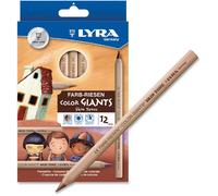 LYRA Skin Tones Jumbo Colouring Pencils Natural Wood Finish Wallet of 12