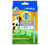 LYRA Super Ferby Large Maxi Colouring Pencils Pack, 12 Metallic Colours, 6.3 mm Lead, Colouring Pack, Ideal for Home and Schools