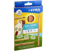 LYRA Super Ferby Nature Wooden Chunky Colouring Pencils, 12 Assorted Colours, I