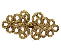 LYRACCES Fasteners Knotting Braid Tree Fabric Chinese Decorative Knots Cheongsam Frogging Button Frog Fasteners Closure Fabric 8in 1pair (Gold Tone)