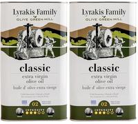 Lyrakis Family Olive Oil 3L - Gr xtra Virgin, Premium First Cold Pressed, High Polyphenols, Handpicked Olives, New Harvest, Fresh Juice from Crete - Since 1975 (Pack of 2)