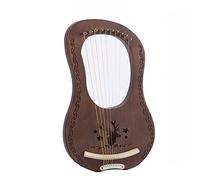 Lyre Harp 10 Strings Metal Copper Lyre Harp Mahogany With Tuning Wrench, Extra Strings, Picks And User Manual
