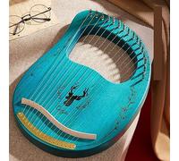 Lyre Harp 15, 16, 19, 21, 23, 24 Strings Beginner Portable Musical Instrument Lap Harp with Gig Bag, Spare String Tuning Wrench, Picks and Manual (Color : 16-string-A-Through-Blue)