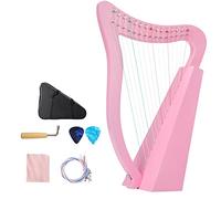 Lyre Harp, 15 String Lyre Harp Mahogany Musical Instrument Harp Nylon Strings for Music Lovers, with Tuning Tool and Black Storage Bag