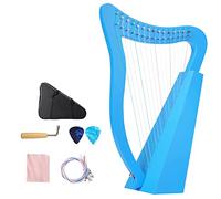 Lyre Harp, 15 String Lyre Harp Mahogany Musical Instrument Harp Nylon Strings for Music Lovers, with Tuning Tool and Black Storage Bag