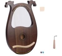 Lyre Harp 16 Metal Strings Solid Wood Mahogany Lyre Harp with Tuning Key, Stringed Musical Instruments Gifts For Music Lovers, Beginners, Friend C