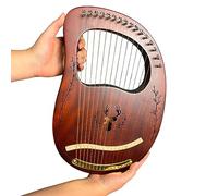 Lyre Harp, 16 Metal Strings,Whole Mahogany Body Made Without Splices, Easy to Carry Instrument, With Spare Strings, Bag,Picks, Tuning Lever, Music Manual(Coffee color)