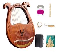 Lyre Harp, 16-String Harp Solid Wood Mahogany Lyre Harp with Tuning Wrench, Pick,Strings, Black Gig Bag and Instruction Manual for Beginners Instruments Lovers (coffee color)