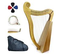 Lyre Harp 19/15 Strings Nylon Strings Mahogany Body Lyra Harp Maple Saddle Instrument for Music Lovers Beginners Children Adults with Carved Note Tuning Wrench Pick up (Color : 19-tone wood color)
