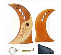 Lyre Harp 19/15 Strings Nylon Strings Mahogany Body Lyra Harp Maple Saddle Instrument for Music Lovers Beginners Children Adults with Carved Note Tuning Wrench Pick up (Color : 19-tone Benyue style)