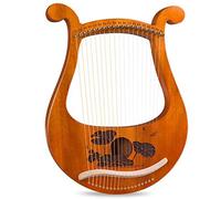 Lyre Harp 19 Metal Strings Mahogany Harp Lyre Harp Stringed Instrument with Tuning Wrench for Music Lovers Beginners Harp (Color : Wood Color)