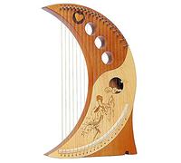 Lyre harp, 19 metal strings, mahogany Lye harp, with durable bag, tuning wrench and spare strings, adult/child instrument, crescent moon shape