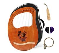 Lyre Harp 19 String Solid Wood String Instrument Heptachord Mahogany With Tuning Wrench, Picks And Bag, Best Gift For Beginners Music Lovers,D