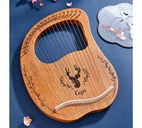 Lyre Harp 19 Strings Harp, Steel Wire Strings with Carrying Bag, Lyre 19 Stunique Patterns Carved Phonetic Symbols, for Music Lovers Beginner Harp Instrument/Brown