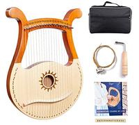 Lyre Harp, 19 Strings Mahogany Wood String Instrument, Lyre Harp with Tuning Wrench, Carry Bag, Spare Strings, Gift for Children Kids Adults Music Lovers Beginners