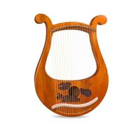 Lyre Harp, 19 Strings Solid Wood Instrument with Tuning Wrench and Spare Strings, Mahogany Body with Carved Phonetic Symbols