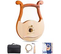 Lyre Harp 19 Strings, Solid Wood Mahogany Body and Spruce Veneer Face, Unique Patterns, Carved Phonetic Symbols, With Carry Bag, Tuning Wrench, Spare String Set, Pick, Music Manual (Color : Rose)