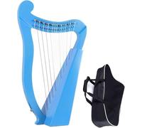 Lyre Harp 19 Strings Wooden Mahogany Lyre Harp Instrument for Adult Kids And Beginners Musical Instrument with Tuning Wrench And Carry Bag,Blue