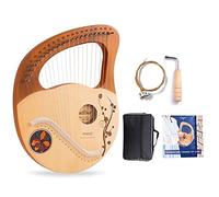 Lyre Harp 21 Metal Strings, Strings Musical Instrument with Tuning Wrench Carry Bag Extra String Set and Music Book, Solid Wood Mahogany Body, Gift for Kids Adults