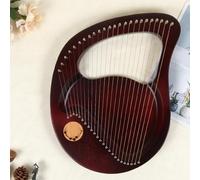 Lyre Harp, 24 Metal Strings, Whole Mahogany Body Made, Classical Style Harp Instrument, Easy to Carry Instrument, for Party/Camping/Performance(Brown B)