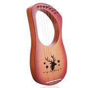 Lyre Harp, 7 String Orchestral Strings Instruments, Lap Harp for Camping Traveling, for Adult Kids Beginner, with Tuning Wrench, Ancient Greece Style(Brown B)