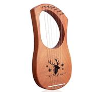 Lyre Harp, 7 String Orchestral Strings Instruments, Lap Harp for Camping Traveling, for Adult Kids Beginner, with Tuning Wrench, Ancient Greece Style(Brown A)