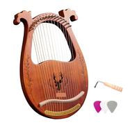 Lyre Harp C Key 16-String Wooden Lyre Harp Resonance Box String Instruments With Tuning Wrench 3pcs Picks Of Strings Music Gifts(Coffee)