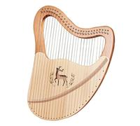 Lyre Harp, Mahogany Stringed Instrument, Classical Style Harp Instrument, Lap Harp for Camping Traveling, with Tuning Wrench, Spare Strings, Easy to Use