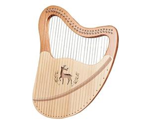 Lyre Harp, Mahogany Stringed Instrument, Classical Style Harp Instrument, Lap Harp for Camping Traveling, with Tuning Wrench, Spare Strings, Easy to Use