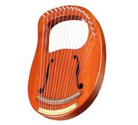 Lyre Harp, Metal Strings Solid Wood String Instrument Harp, Mahogany Wood String Instrument, Comes with Tuning Wrench, for Party/Camping/Performance