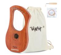 Lyre Harp VANPHY Lyre Harp 7 Strings Mahogany Body Metal String for Beginner Harps Classical Style Harp Instrument with Tuning Wrench Strings Gig Bag (Wood)