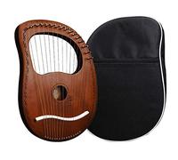 Lyre Harp with 16 Metal Strings, Mahogany Wood Harp for Beginners UNE