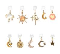 Lyreh 10pcs Dust Plug Charm for Kindle, Star Moon Pattern Phone USB C Charm Cute Ports Type C Protector Pendants for E-Reader Book Women Teachers Students Accessories