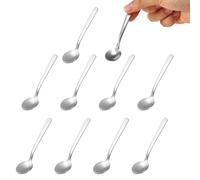 Lyreh 10pcs Mini Condiment Spoons, 3.5x0.9in Stainless Steel Metal Cute Tiny Spoons for Practical Small Kitchen Utensils for Sugar Pepper Spices Ice Cream Desserts