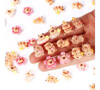 Lyreh 110pcs Mini Resin Capybara, Mixed Styles Miniature Flower Capybara Figures Tiny Resin Animals Figurines for Bonsai Micro Landscape Dollhouse Garden Decor